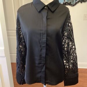 Elegant Black Lace Sleeve Blouse